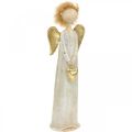 Floristik24 Dekoratyvinės figūrėlės angelas su širdele Auksinis Kalėdų angelas 11,5 × 7,5 × 37 cm