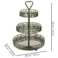 Metalinis serviravimo stovas, žalias, trijų aukštų, su eglės dekoracija, apvalus, 49 cm | Floristik24.lt