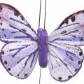 Floristik24 Plunksnos drugelis metalinės vielos rožinė, violetinė 7cm 12 p