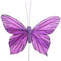 Floristik24 Plunksniniai drugeliai violetiniai 8,5cm 12vnt