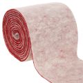 Floristik24 Veltinio juostelė, 100 % vilna, dviejų spalvų, kaip puodkė, veltinio juostelė balta/raudona, 15 cm x 5 m