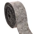 Floristik24 Veltinio juosta, puodo dirželis, 100 % vilna, pilka/juoda, 7,5 cm pločio, 5 m ilgio
