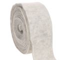 Floristik24 Dvispalvė veltinio juostelė, balta/pilka, pagaminta iš 100 % vilnos, 7,5 cm pločio, 5 m ilgio