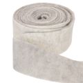 Dvispalvė veltinio juostelė, balta/pilka, pagaminta iš 100 % vilnos, 7,5 cm pločio, 5 m ilgio | Floristik24.lt