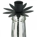 Floristik24 Žvakidė buteliukui juodas stiklas, metalas Ø6,5cm H25,5cm