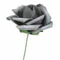 Floristik24 Putplasčio rožė Ø7,5cm pilka 18p