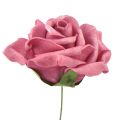 Floristik24 Putplasčio rožė ant vielos mini rožės senos rožinės Ø5cm 27vnt