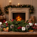 Dirbtinis eglės žalumo vainikas durų dekoracijai, 35 cm | Floristik24.lt