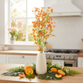 Dirbtinės gėlės orchidėjos šakelės oranžinės filigraninės kambario dekoracijos 110 cm 3 vnt. | Floristik24.lt