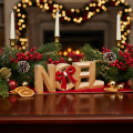 Kalėdinė dekoracija „Noel“ užrašas su kaspinu, 18 cm | Floristik24.lt
