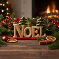 Kalėdinė dekoracija Noel stovas su dviem eglėmis 18 cm | Floristik24.lt
