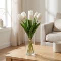 Baltos tulpės Dekoracija Real Touch Dirbtinės gėlės Pavasaris 49cm 5 vnt | Floristik24.lt