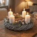 Pušų vainikas, natūralus vainikas, shabby chic dekoratyvinis vainikas, Ø40cm, žiemos puošmena, stalo vainikas, Advento vainikas | Floristik24.lt
