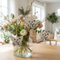Dekoratyvinė kabykla širdelės gėlė drugelis baltas natūralus 9cm 3vnt | Floristik24.lt
