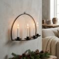 Sieninis žvakių laikiklis Juodas metalinis žvakių laikiklis 35×24cm | Floristik24.lt