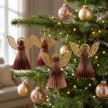 Popierinis angelas Kalėdų angelas dekoracija vynas raudonas rožinis H12cm 4vnt | Floristik24.lt