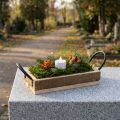 Medinis padėklas su rankenomis dekoratyvinis padėklas natūralios juodos spalvos 25×12,5×5 cm | Floristik24.lt