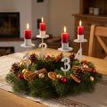 Žvakidė Advent su spygliuku ir skaičiais balta H11cm 4 vnt | Floristik24.lt