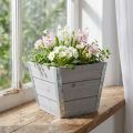 Gėlių dėžutė medinė vazonė shabby chic pilka 19x19x15,5cm | Floristik24.lt