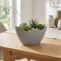 Dekoratyvinis dubuo plastikinis pilkas 20cm x 9cm H11,5cm 1 vnt | Floristik24.lt