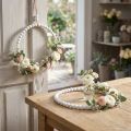 Dekoratyvinis medinis žiedas „Shabby Chic“ baltas Ø19 cm, vestuvinis, pavasarinis, durų dekoracija, 4 vnt. rinkinys | Floristik24.lt
