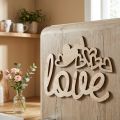 Širdelės "Love" medinė apdaila natūrali su magnetu dekoravimo ženklu 20,5/25cm 6 vnt | Floristik24.lt