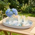 Dekoratyvinis padėklas hortenzijos plastikinis padėklas baltas 39×27,5cm | Floristik24.lt