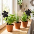 Gėlių kuolai, mini medinės plokštelės, juodos, Ø10cm, 6 dalių dekoracijų rinkinys | Floristik24.lt