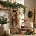 Star Jute Natural Rustic Poinsettia 30cm 4vnt | Floristik24.lt