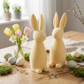 Dekoratyvinis Velykų zuikis – 2 pasirinkimas – Flocked šviesiai geltonas H29,5cm 2 vnt. | Floristik24.lt