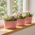 Augalų dubuo ovalus rožinis dekoratyvinis dubuo plastikinis 20×10×11cm 3vnt | Floristik24.lt