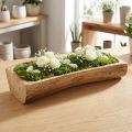 Medinė dekoracija su įduba, dekoratyvinis dubuo, medis, 40 × 13–16 cm × 6,5 cm | Floristik24.lt