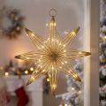 Dekoratyvinė LED žvaigždė, pagaminta iš vielos, skirta pakabinti, 20 LED, šiltai balta, skirta vidaus patalpoms, 22 cm | Floristik24.lt