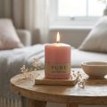 PURE kolonų žvakė 90/70 rožinė natūralaus vaško žvakė, tausojanti žvakių dekoracija | Floristik24.lt