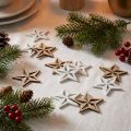 Medinės žvaigždės dekoratyvinis barstytinis papuošimas kalėdinis baltas/natūralus 3,5cm 48 vnt | Floristik24.lt