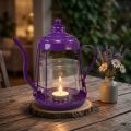 Žibintuvėlis stiklinis žibintuvėlis arbatinukas violetinis Ø15cm H26cm | Floristik24.lt