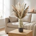 Keraminė vaza džiovintoms gėlėms, kreminės spalvos, pilkai žalia, aukštis 34 cm | Floristik24.lt