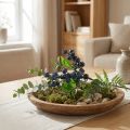 Dekoratyvinės šakelės mėlynės dirbtinės uogos šakelės puošmena 32cm | Floristik24.lt