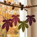 Mediniai dekoratyviniai pakabukai, rudens lapai, rožiniai, violetiniai, žali, 12x10 cm, 12 vnt. | Floristik24.lt