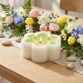 Trijų dagčių žvakė žalios baltos formos gėlė Ø11,5cm H4cm | Floristik24.lt