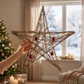 Dekoratyvinė žvaigždė iš šakelių puansetijos pakabinimui 60cm | Floristik24.lt