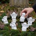 Dekoratyvinis angelas su širdelės kapo puošmena baltas polirezinas H5cm 6vnt | Floristik24.lt