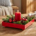 Dekoratyvinis padėklas kvadratinis raudonas metalinis padėklas 15 × 15 cm 2 vnt. | Floristik24.lt