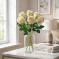 Dirbtinių gėlių rožių kremas Ø6cm L50cm 6vnt | Floristik24.lt