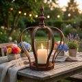 Lantern Crown Brown Rust su žvakių stiklu Ø14cm H18cm | Floristik24.lt