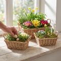 Augalų krepšelis stačiakampės pintos natūralios 39/33/27cm rinkinys iš 3 | Floristik24.lt