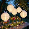 Žibintas LED su saulės baterija 20cm baltas | Floristik24.lt
