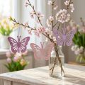Deco butterflies deco kabykla violetinė/rožinė/rožinė 12cm 12vnt | Floristik24.lt