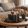 Vienspalvės žvakės antracito stulpinės žvakės 60×80mm 4vnt | Floristik24.lt