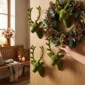 Dekoratyvinė elnio galva flokuota samanų žalia 10cm x 20cm 3 vnt | Floristik24.lt